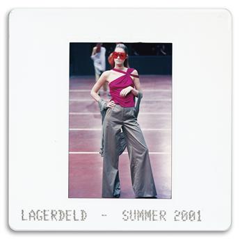 (FASHION--KARL LAGERFELD) A binder of approximately 200 slides from Karl Lagerfelds 1997-98 and 2001 seasons.